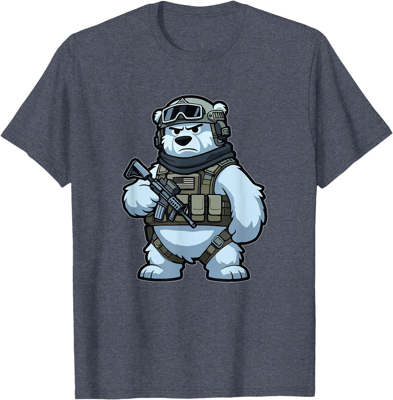 Nate's SOF-Tee's Christmas Drink Infantry Polar Bear Veteran Men Women Gift T-Shirt - Heather Blue