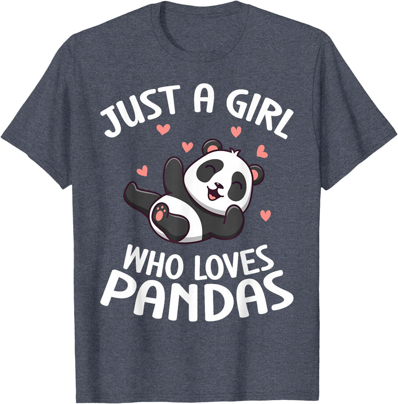 Panda Bear Clothing Panda Lover Cute Kids Just A Girl Who Loves Pandas T-Shirt - Heather Blue