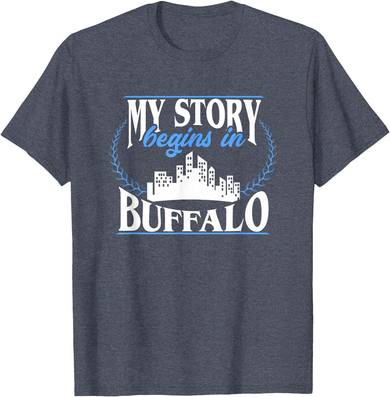 City Designs by Dennex Born in Buffalo T-Shirt - Heather Blue