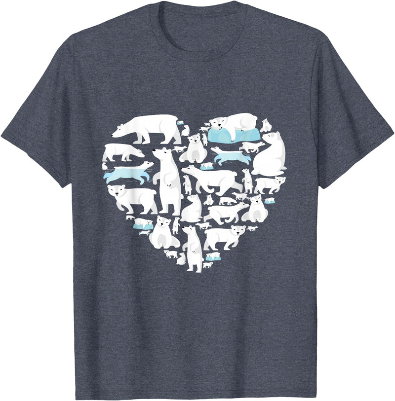 Polar beart lover heart gifts idea kids boys girls Polar Bear Lover Polar Bear Heart Valentine Gift Men Women T-Shirt - Heather Blue