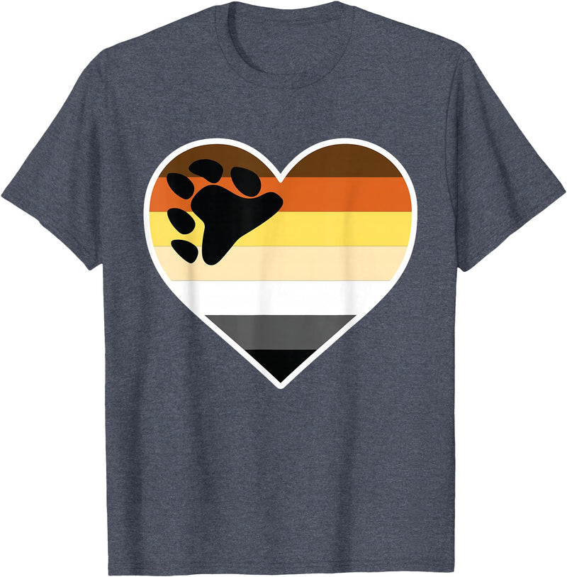 Bear Gift for LGBT Member LGBTQ Bear Flag Heart - LGBTQIA+ Pride Month Bear T-Shirt - Heather Blue