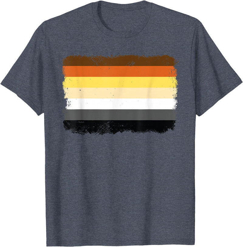 LGBTQ Bear Flag Gay Pride Gift For Men LGBT Papa Mens Gay Pride Month - Gay Flag Bear T-Shirt - Heather Blue