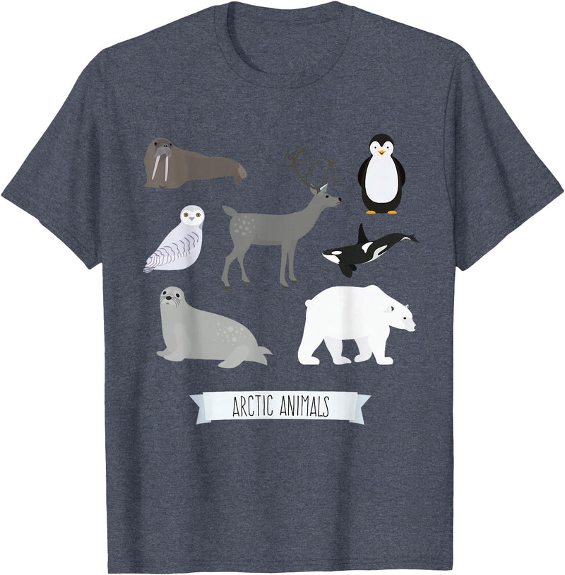 Novelty Arctic Animal Gifts Arctic Animals Gift Walrus Penguin Polar Bear Arctic Kids T-Shirt - Heather Blue