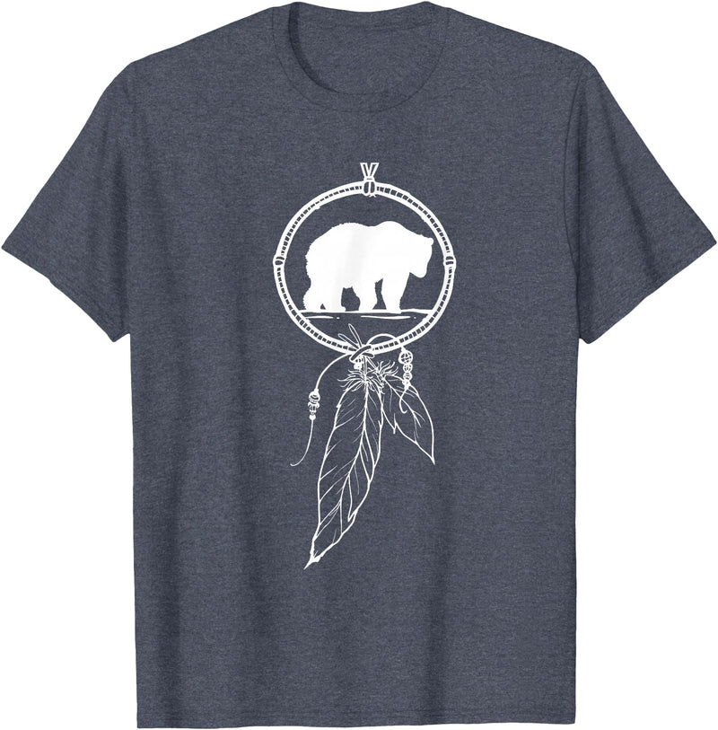 American Indian Shirts by CrushRetro Native American Dreamcatcher Bear Women Men Kids T-Shirt - Heather Blue