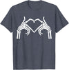 Skeleton Hand Halloween Trendy Novelty Graphic Art Skeleton Hands Heart Sign Halloween Tops T-Shirt - Heather Blue