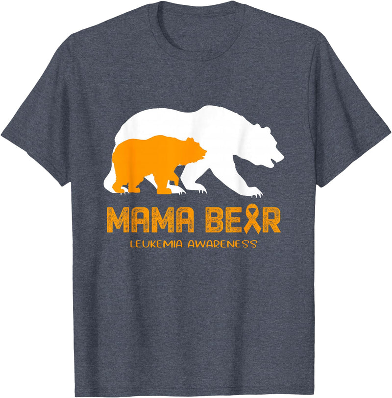 LEUKEMIA Awareness T-Shirt Mama Bear LEUKEMIA Awareness Shirt For Women Men T-Shirt - Heather Blue