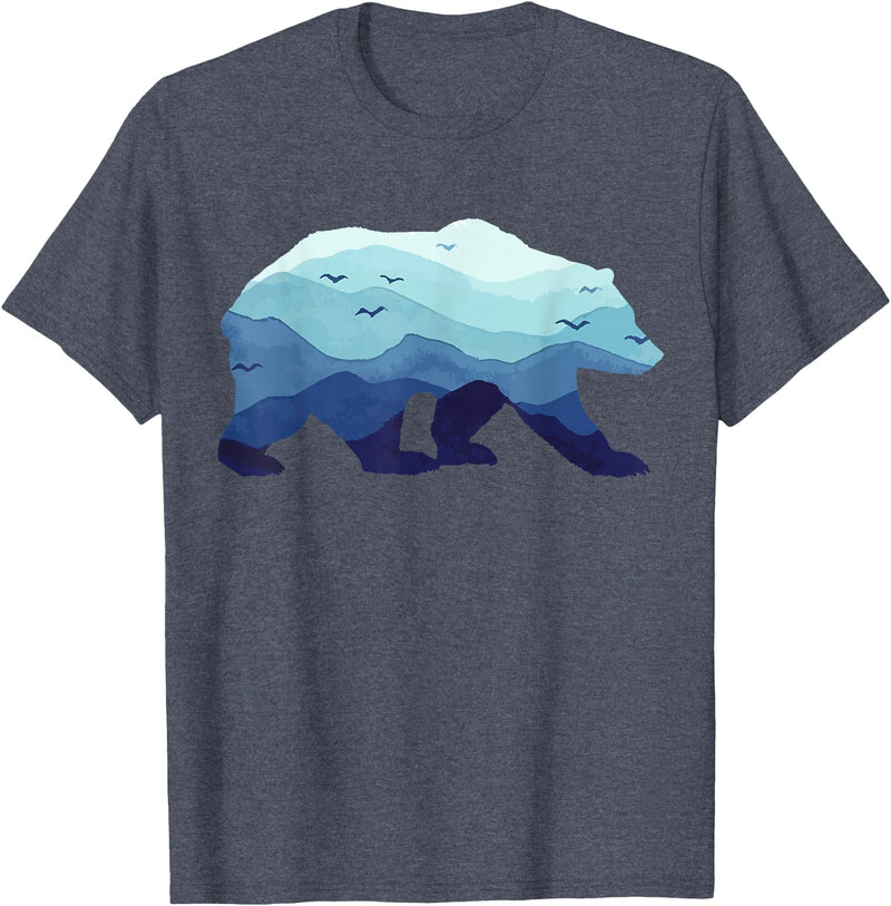 Grizzly Bear Mountains - Gifts & Apparel Co. Bear Nature Mountains Grizzly Hiking Camping Outdoor Gift T-Shirt - Heather Blue