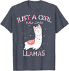 Just A Girl Who Loves Llamas Gift Shirt Just A Girl Who Loves Llamas T-Shirt Gift For Llama Gift Tee T-Shirt - Heather Blue