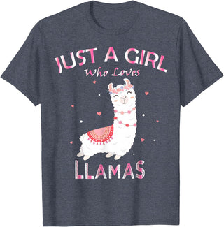 Just A Girl Who Loves Llamas Gift Shirt Just A Girl Who Loves Llamas T-Shirt Gift For Llama Gift Tee T-Shirt - Heather Blue