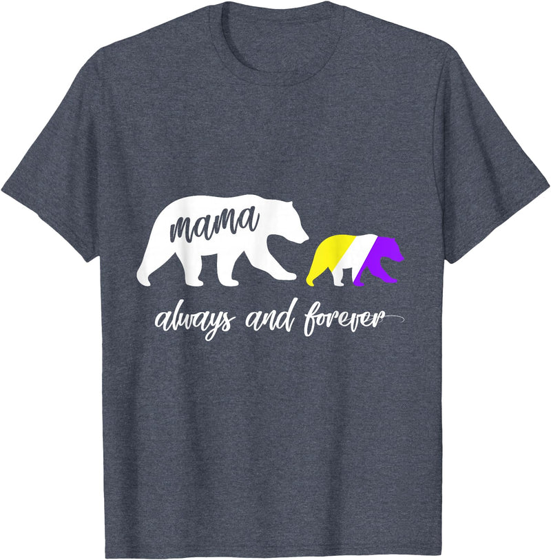 Nonbinary & Genderqueer Mama Bear T-Shirt Cute Nonbinary Mama Bear T-Shirt - Heather Blue