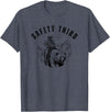 Exteevaganza Safety Third Cowboy Riding Bear Humorous Graphic T-Shirt - Heather Blue