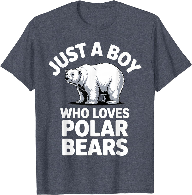 Polar Bear Gift Polar Bear Accessories & Stuff Cute Polar Bear Art for Boys Kids Men Arctic Polar Bear T-Shirt - Heather Blue