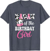 Vintage Retro Birthday Mamaw Of The Birthday Girl Farm Cow 1St Birthday Girl T-Shirt - Heather Blue