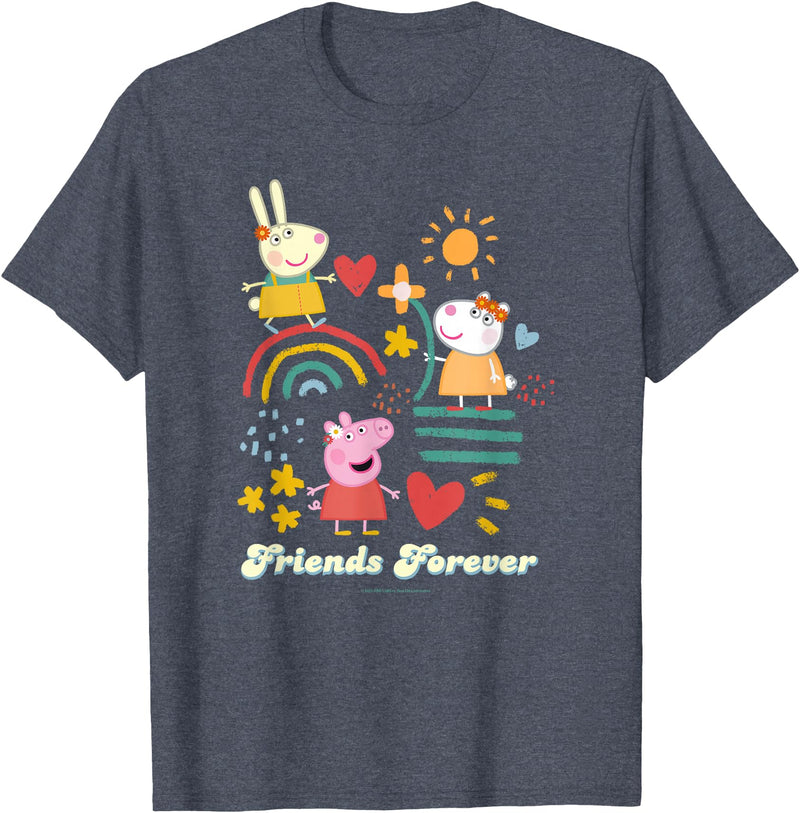 Peppa Pig Friends Forever Rebecca Rabbit & Suzy Sheep T-Shirt - Heather Blue