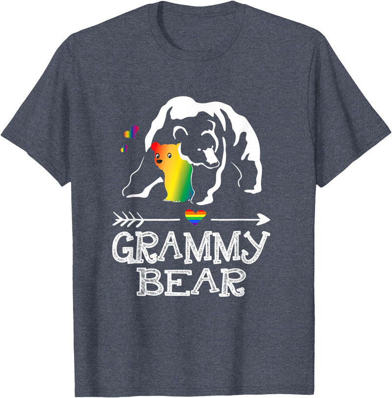 Proud Mom LGBT Pride Tee Grammy Bear Grammy Bear Proud Mom Rainbow Flag LGBT Pride T-Shirt - Heather Blue