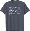 Peace Love Bunnies, Funny, Jokes, Sarcastic Sayings T-Shirt in Heather Blue