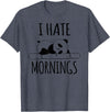 Funny humorous Sayings & Sarcastic Slogans Co. I Hate Mornings Panda Bear Cute Humor Night Owl PJ Men Women T-Shirt - Heather Blue