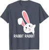 Rabbit First Day of the Month Good Luck Phrase T-Shirt in Heather Blue