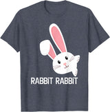 Rabbit First Day of the Month Good Luck Phrase T-Shirt in Heather Blue