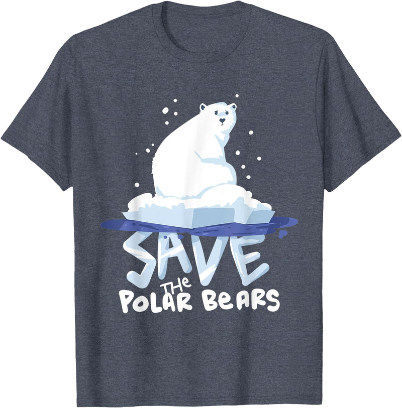 Polar Bears T-Shirts Tee Save The Polar Bears T-Shirt Save Animals Shirt Gift. T-Shirt - Heather Blue