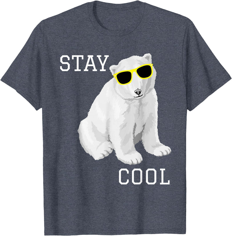 Cool bleiben Eisbär Stay Cool Cute Baby Polar Bear Cub with Sunglasses T-Shirt - Heather Blue