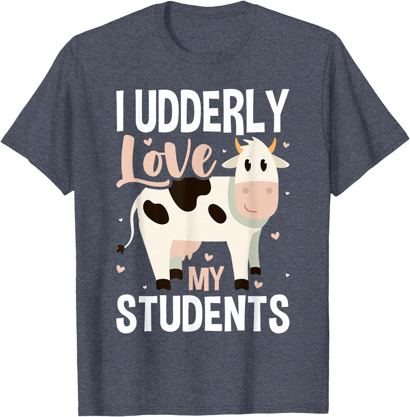 Cow Lover Gift Co. Cow Teacher Lover T-Shirt - Heather Blue