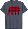 Christmas Family Matching Gift by AAM Red Plaid Bear Christmas Matching Buffalo Family Pajama T-Shirt - Heather Blue