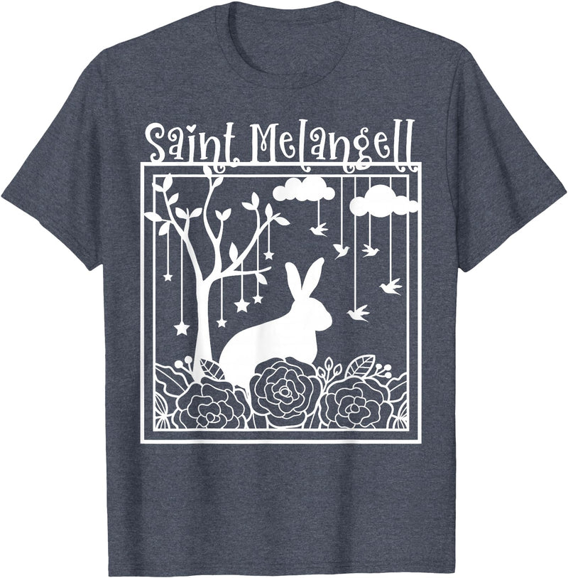 St Melangell Hares Rabbit Owner Catholic T-Shirt in Heather Blue