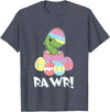 Easter Egg Hunter Dinosaur Dino Easter T-Rex Rabbit Bunny T-Shirt in Heather Blue