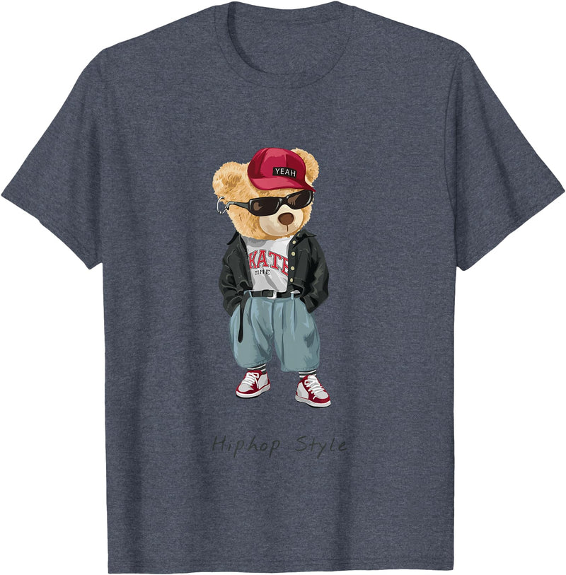 Funny Teddy Bear T-Shirt - Heather Blue