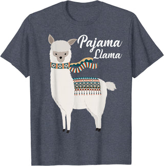 Llama Pajamas GA Cute Pajama Llama Bed Time T-Shirt Llama Pajama T-Shirt - Heather Blue