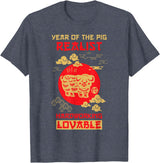 Pig Chinese Zodiac Design | Year of the Pig T-Shirt - Heather Blue