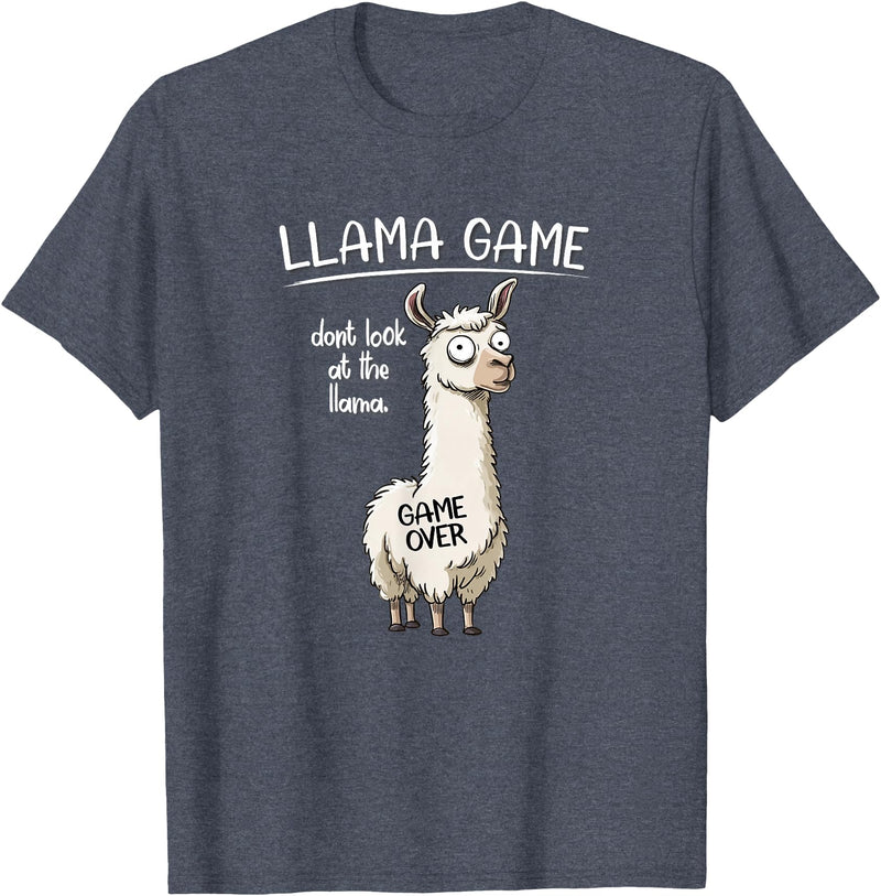 Cute Cartoon Llama Mama Gifts T Shirts & Hoodies Funny Mens Womens Kids Llama Game Don't Look At The Llama T-Shirt - Heather Blue