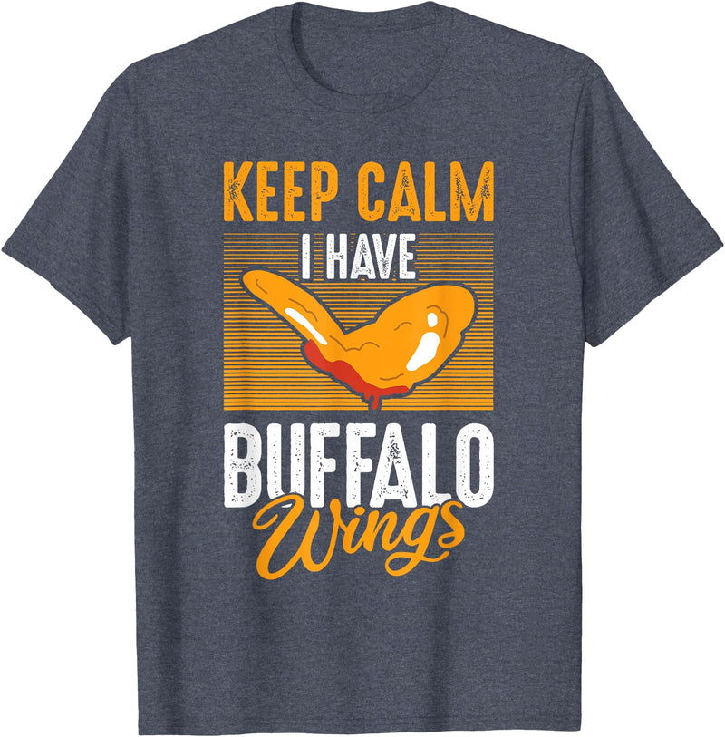 Buffalo Wings Fried Chicken Hot Wing Sauce T-Shirt - Heather Blue