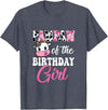 Vintage Retro Birthday Pawpaw Of The Birthday Girl Farm Cow 1St Birthday Girl T-Shirt - Heather Blue