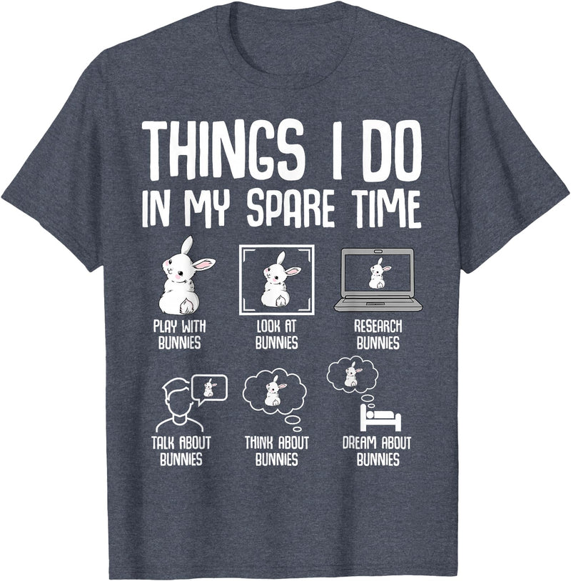 Things I Do in My Spare Time Bunny Rabbit Girls Kids Womens T-Shirt in Heather Blue