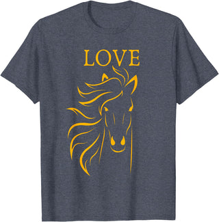 I Love Horses Shirts and Gifts Women and Girls Stylish Love Horse Head T-Shirt - Heather Blue