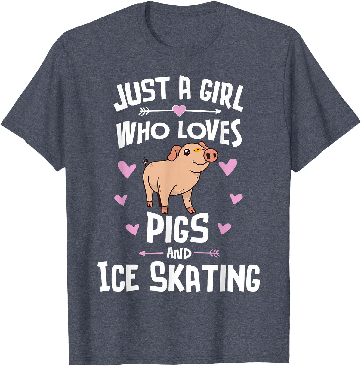 Pigs Memme Pigs And Ice Skating Gifts for Girls Women T-Shirt - Heather Blue