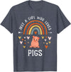 Cute Clothing With Pigs For Girls Just A Girl Who Loves Pigs Rainbow Gifts For Pig Lover Women T-Shirt - Heather Blue