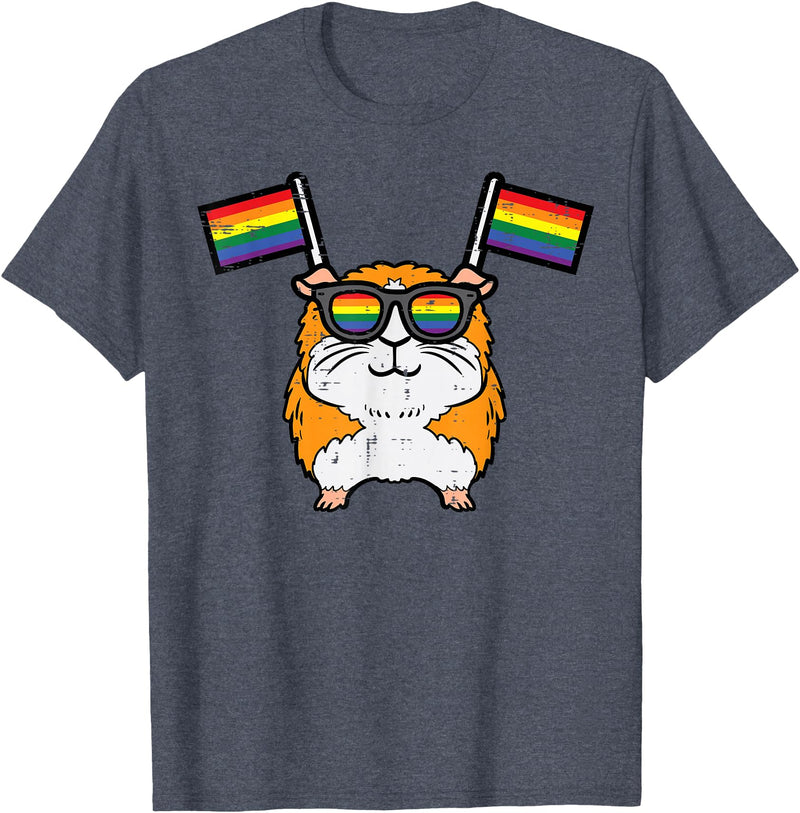 Gay Pride Shirts LGBTQ Ally LGBT Men Women Gift Gay Guinea Pig Rainbow Flag LGBT Pride Month Men Women Kids T-Shirt - Heather Blue