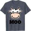 Kids Cow Design MOO Kids Cow Print Design | Cartoon Cow Face Design T-Shirt - Heather Blue