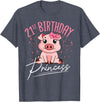 Pig Birthday 21 Cute Piggy Barn Party Apparel Pig 21st Birthday Princess Farm Party Hog Farmer Barnyard T-Shirt - Heather Blue