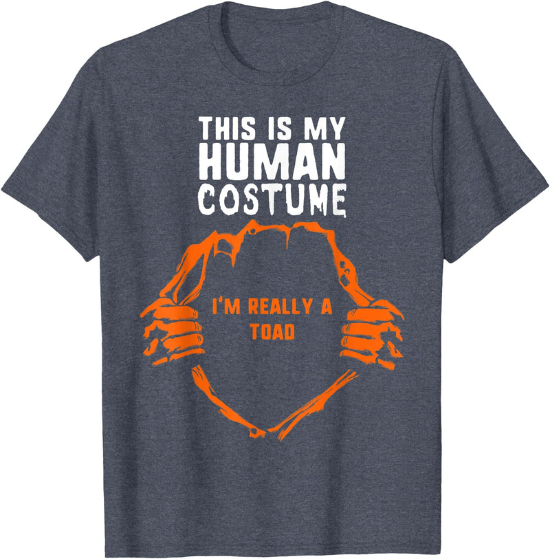 Halloween Costume by Marcus4 Tees Co. This Is My Human Costume I'm Really A Toad Halloween Kids T-Shirt - Heather Blue