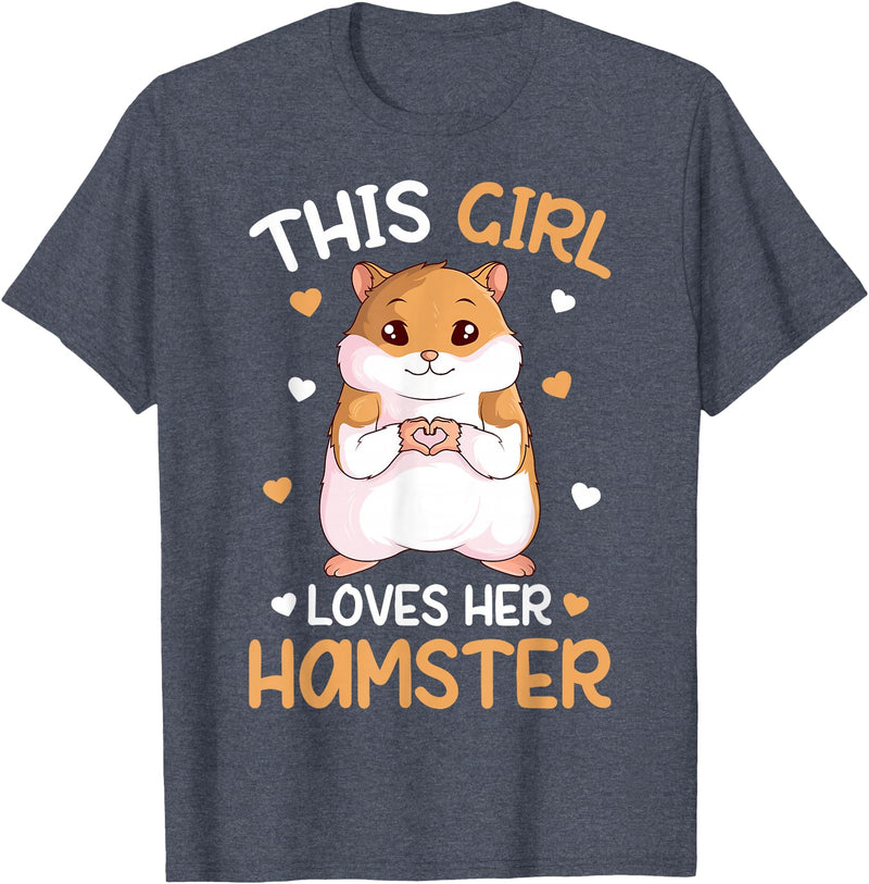 This Girl Loves Her Hamster Hammy Girls Hamster Lover T-Shirt - Heather Blue