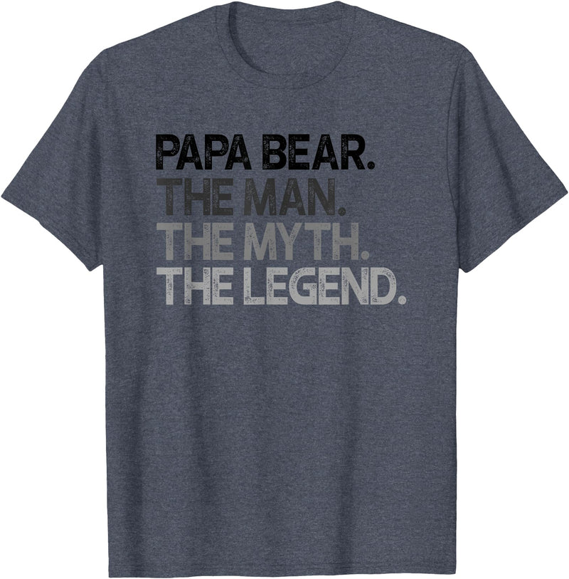 Papa Bear Gifts Papa Bear The Man The Myth Legend Gift T-Shirt - Heather Blue