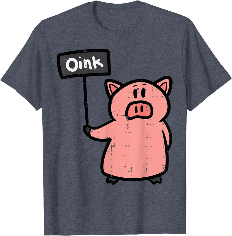 Pig Lover Shirts For Men Women Kids Pig Oink Sign Funny Hog Swine Farm Animal Men Women Kids T-Shirt - Heather Blue