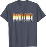 "WOOF!" Gay Bear Pride Flag Text T-Shirt