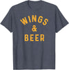 Threadrock Wings & Beer Funny Buffalo Chicken Lover Beer Drinker T-Shirt - Heather Blue