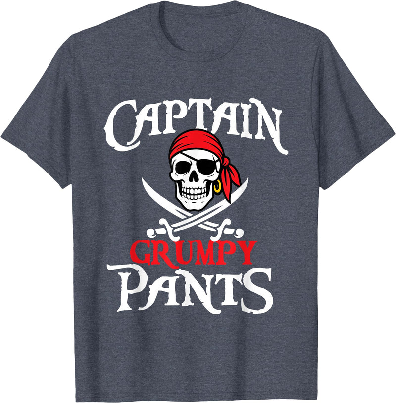 Funny Pirate Shirts Captain Grumpy Pants - Buccaneer Freebooter Pirate T-Shirt - Heather Blue