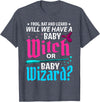 Halloween Gender Reveal Apparel Witch Or Wizard Gender Reveal Baby Shower Party Celebration T-Shirt - Heather Blue